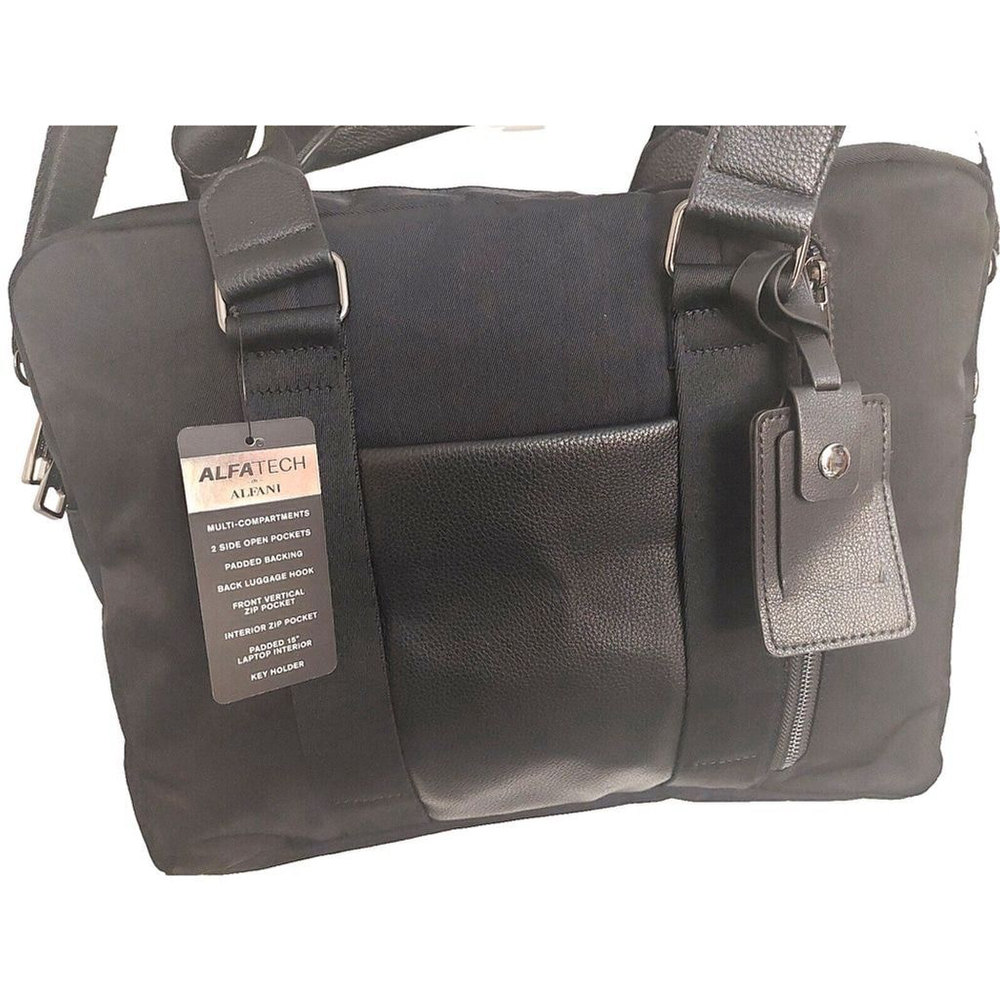 Alfani Mens Nylon Briefcase Bag Black ONE SIZE - Picture 3 of 8